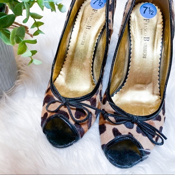 2/$20 Franco Barbieri Leopard Haircalf Peep-Toe - Picture 7 of 10